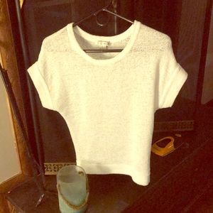 White woven short sleeve blouse
